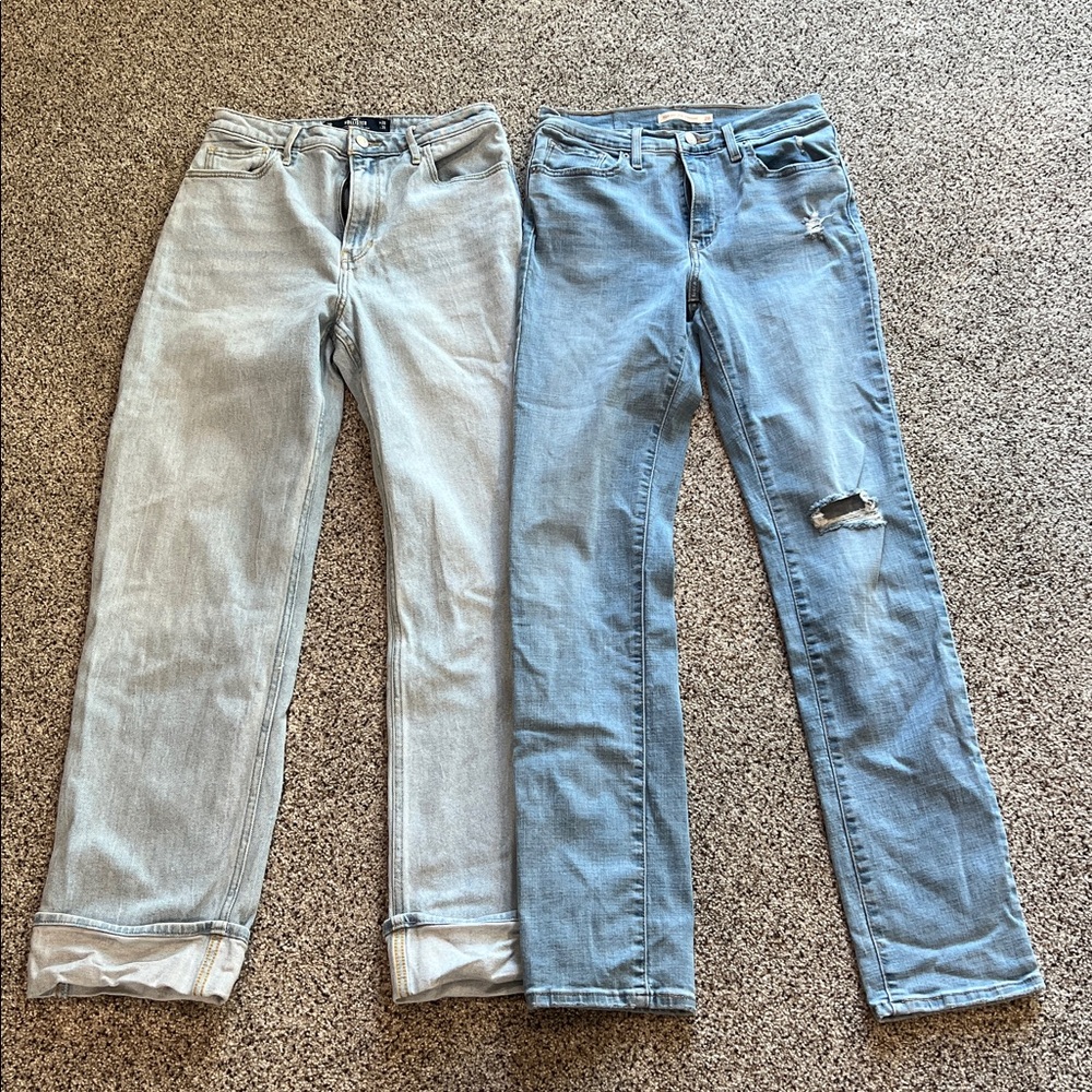 Hollister dad jeans and Levi’s straight jeans